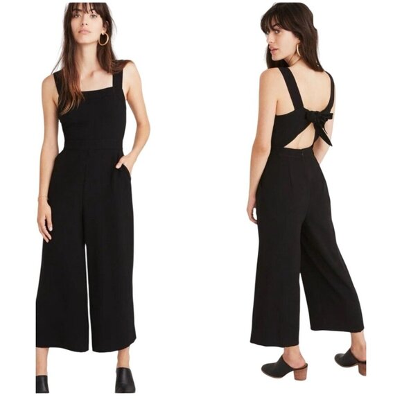Madewell Apron Bow Back Jumpsuit Tie-Back Wide-Leg Size 16 NWT - Picture 1 of 10